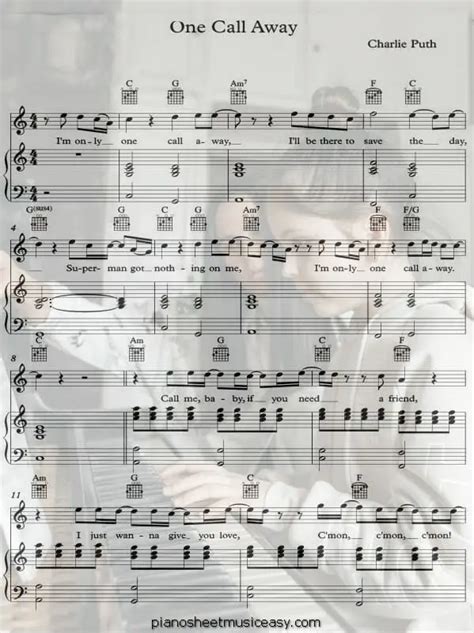 One call away sheet music - C Major