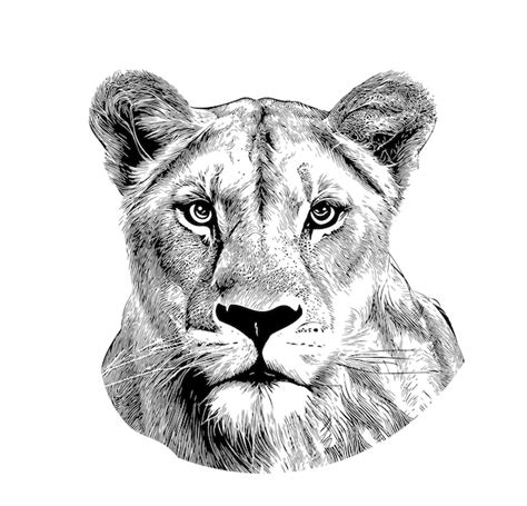 Female Lion Face Drawing