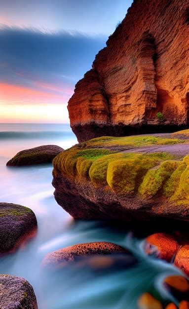 Premium AI Image | A colorful sunset over a rocky cliff