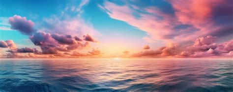 Premium AI Image | a beautiful sunset over the ocean with clouds