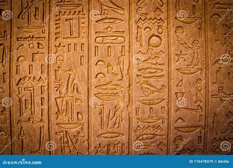 Ancient Egyptian Writing, Egyptian Hieroglyphs, Wall Inscriptions Stock ...