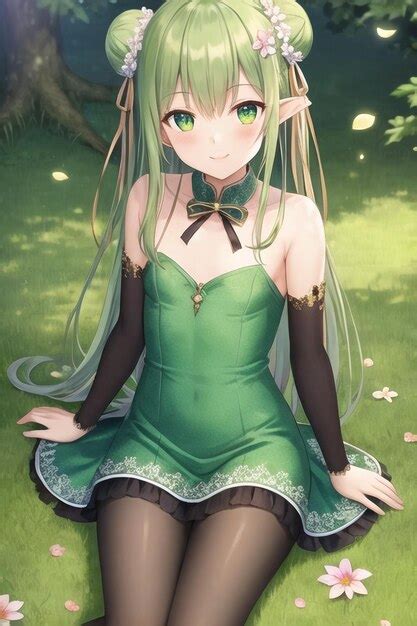 Premium AI Image | Anime girl in a green dress