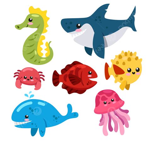 Sea Creatures Vector Png Images Set Of Sea Creatures On Vector | Porn Sex Picture