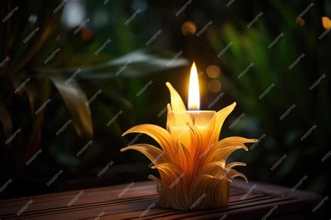 Premium AI Image | Candle flame flickering in the breeze outdoors