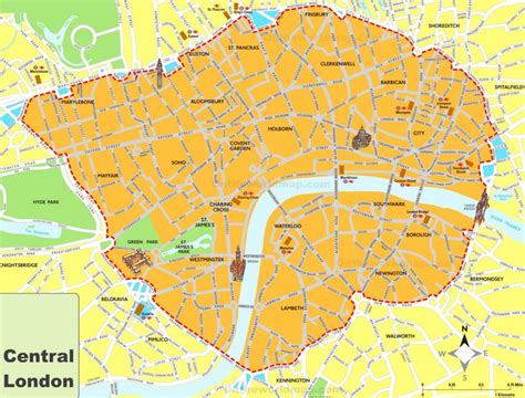 Map of Central London - Ontheworldmap.com