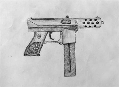 Tec 9 Pencil Sketch (Gun Drawing) by LaGzEdits on DeviantArt