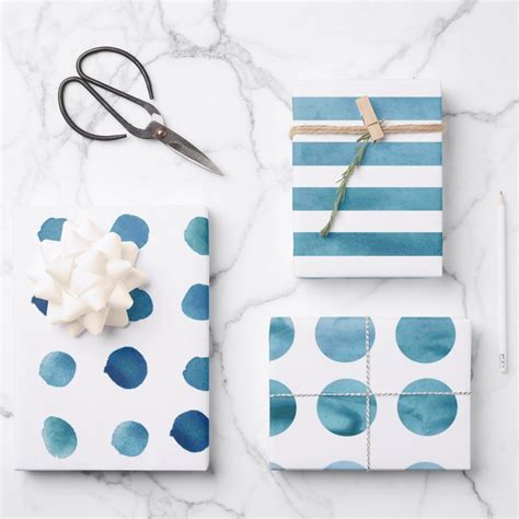 Watercolor Blue Patterns Wrapping Paper Sheets | Zazzle