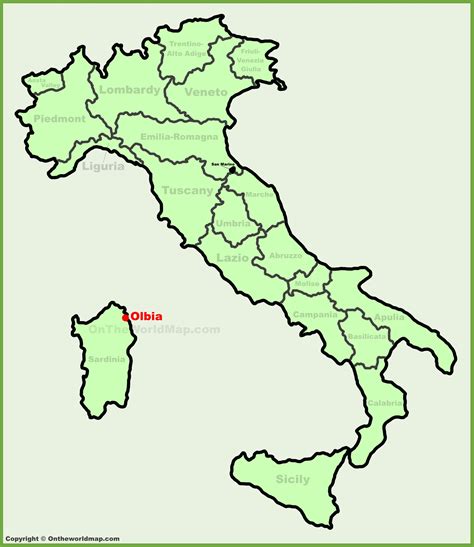 Olbia location on the Italy map - Ontheworldmap.com