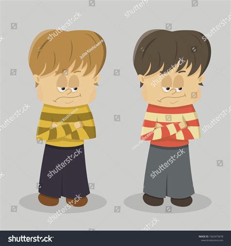 Cartoon Sad Boy Arms Crossed Without Stock Vector (Royalty Free ...