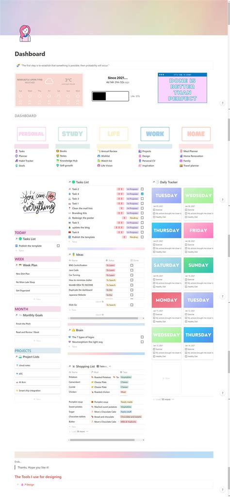 My Pretty Dashboard - Multiple templates inside: Notion in 2021 ...