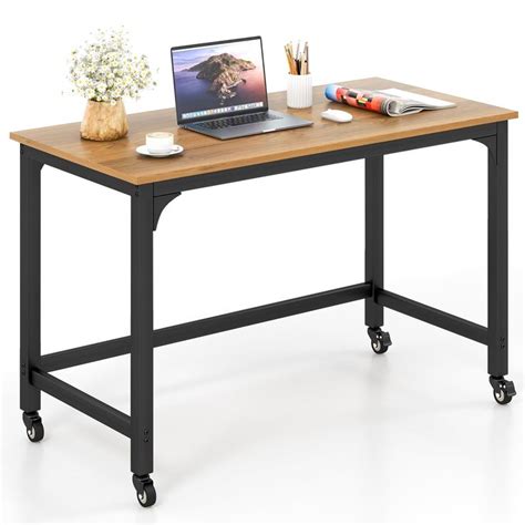 Tangkula 48" Mobile Computer Desk, Rolling Computer Workstation with 4 ...