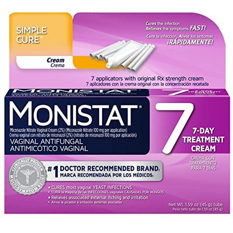 Monistat 7 Simple Cure Feminine Antifungal Cream with RX Strength Cream ...