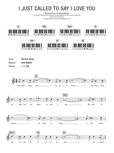 Stevie Wonder - I Just Called To Say I Love You at Stanton's Sheet Music