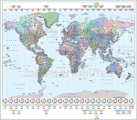 Detailed World Time Zones Map, Illustrator AI CS/CC editable vector ...