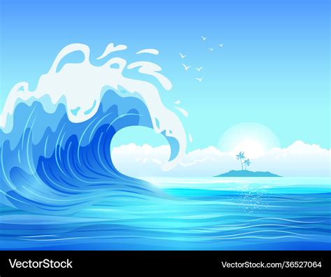 Flat ocean wave background Royalty Free Vector Image