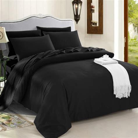 Luxury Solid Black All Black 100% Cotton Full, Queen, King Size Bedding ...