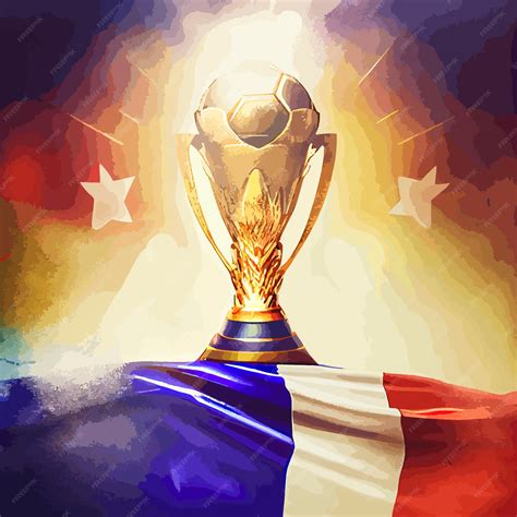 Premium Photo | World cup trophy with the flag of france