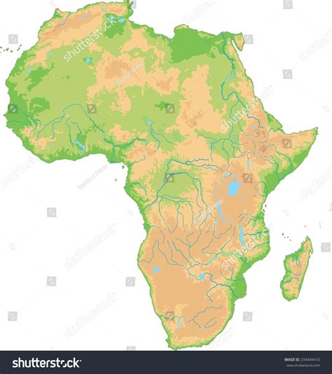 High Detailed Africa Physical Map Stock Vector (Royalty Free) 234449410 ...