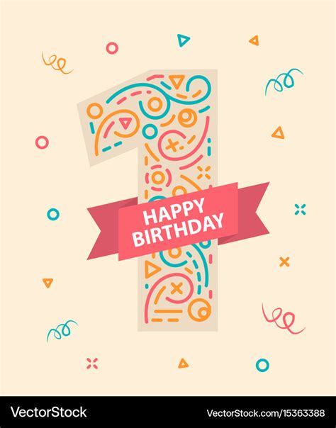 Happy birthday number 1 greeting card for one year