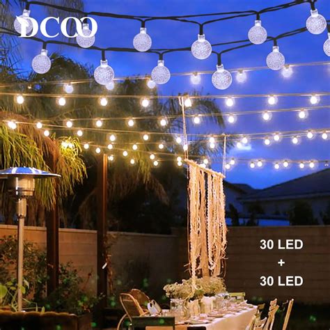 Dcoo 2 Pieces Solar LED Powered String Lights 30 LEDs Globe Ball ...