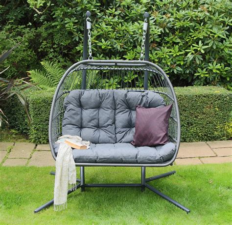 Eleanor Double Folding Hanging Egg Chair – Dark Grey – Crownhill