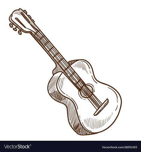 Acoustic guitar musical instrument isolated sketch