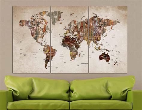 World Map Canvas ArtWorld Map Wall ArtLarge World Map | Etsy