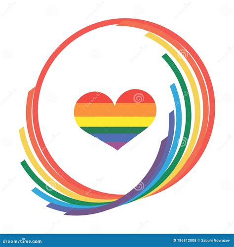 LGBT Heart Logo in Rainbow Circle Isolated on White Background. Vector ...