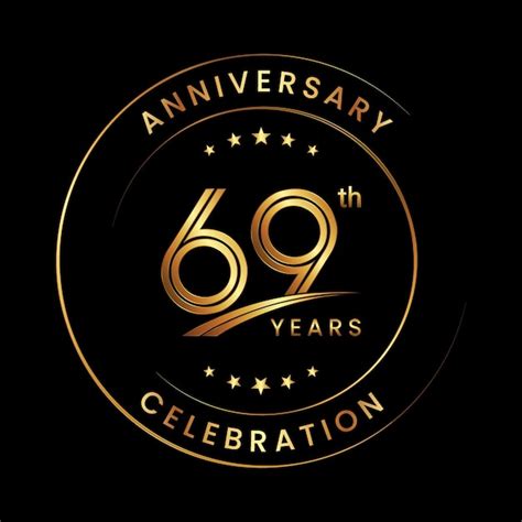 Premium Vector | 69th anniversary anniversary logo design with gold ...