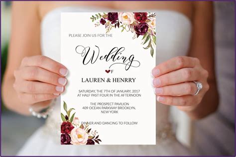 Blank Burgundy Wedding Invitation Templates Invitations : Resume Examples