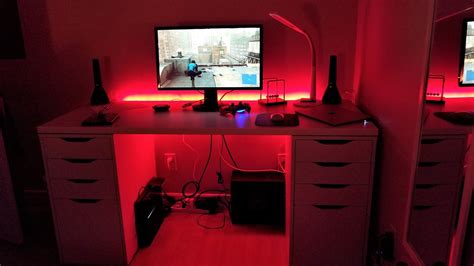 Desk Setup - LED Lighting | Ikea alex drawers, Ikea desk, Desk setup