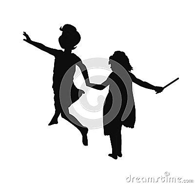 Girls Skipping In Silhouette Royalty Free Stock Images - Image: 34083569