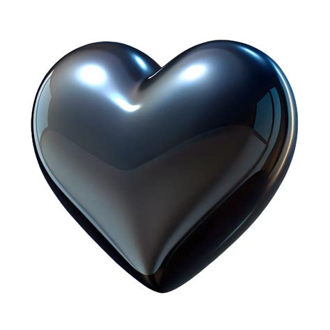 Shiny 3D Black Heart Symbol 46586896 PNG