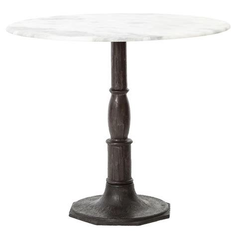 French Industrial White Marble Top Round Bistro Table 36" | Zin Home