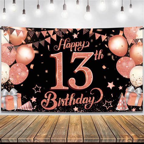 KatchOn Rose Gold Happy 13th Birthday Banner - XtraLarge, 72x44 Inch ...