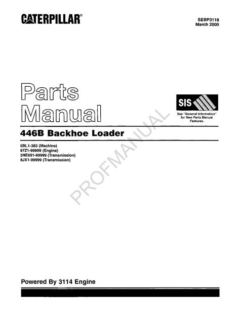 Caterpillar Cat 446B Backhoe Loader Parts Catalog Manual SEBP3118 ...