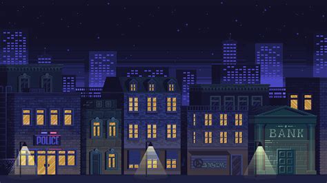 Night city pixel art :: Behance