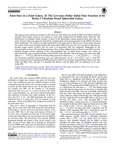 (PDF) Faint Stars in a Faint Galaxy. II. The Low-mass Stellar Initial ...