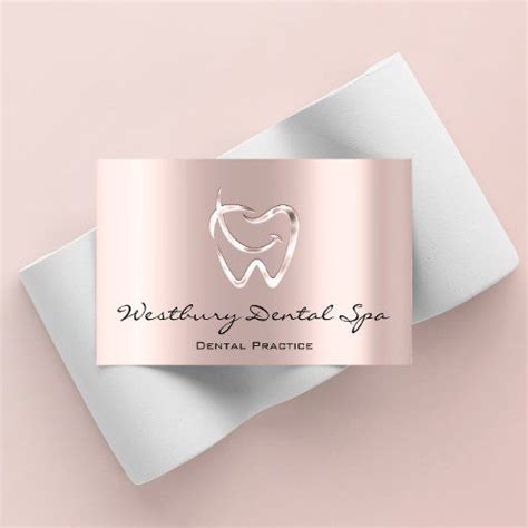 Dental Studio Smile Logo Blush Rose Dentist Business Card | Zazzle ...