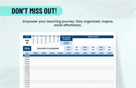 Teacher Calendar Template in Excel, Google Sheets - Download | Template.net