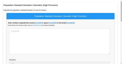 Population Standard Deviation Calculator (High Precision)