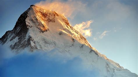 nature, snowy peak, snow, snowy mountain, landscape, sunset, mountains ...