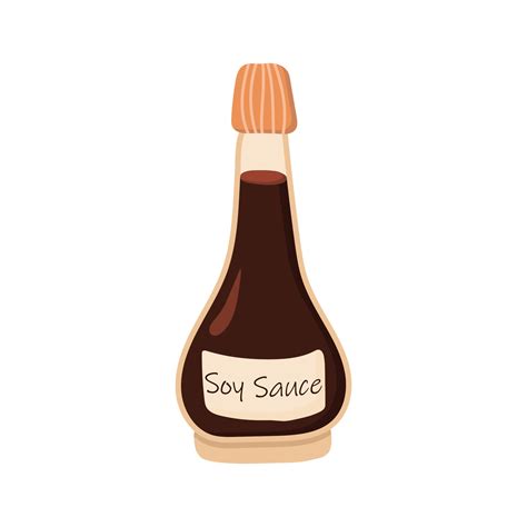 Soy sauce in a glass bottle. vector illustration 15013441 Vector Art at ...