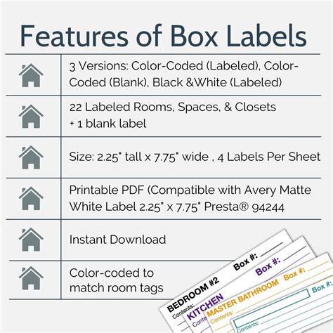 Moving Box Labels, Moving Labels, Box Labels, Box Inventory, Printable ...