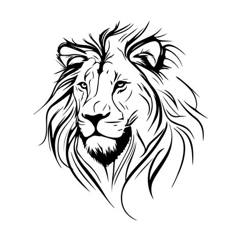 Lion Tattoo Black Royalty Face Outline Clipart Vector, Lion Clipart ...