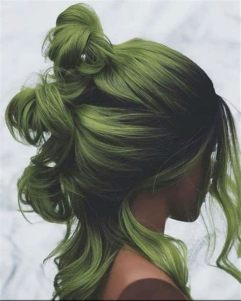 Olive Green Color Unique Hair Style | Hair styles, Hair color, Dyed hair