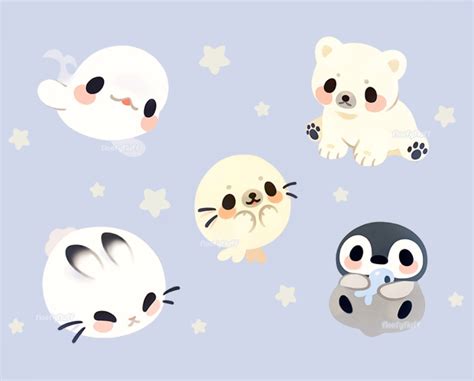 Kawaii Arctic Animal Clipart Cute Chibi Animals Zoo Clipart Kawaii ...