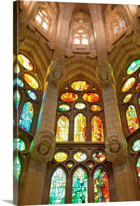 Spain, Barcelona, Sagrada Familia, Stained Glass Windows Wall Art ...