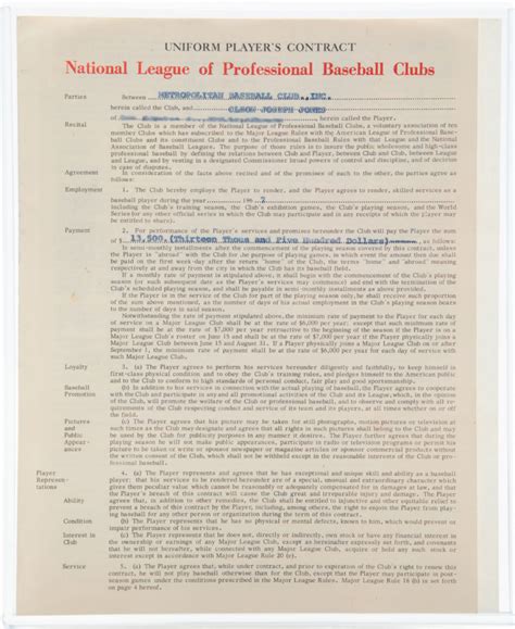 Cleon Jones 1967 Contract With NY Mets - Mets History