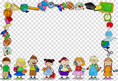 school kids border clip art transparent background - Free School Borders